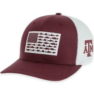 Columbia Texas A&M Aggies Mesh Fish Flag PFG Stretch Hat Size Large/XL